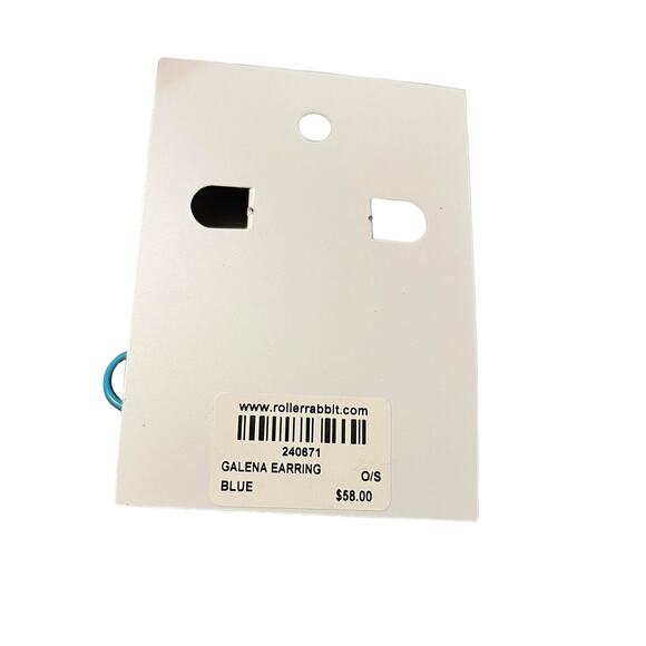 ROLLER RABBIT Galena Earring Dangle Drop Blue Stone NEW - Picture 4 of 4